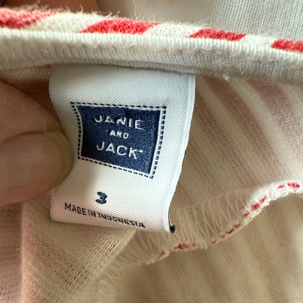Janie and Jack Striped Dress Fit & Flare Patriotic Flower Red White Girls 3 - Picture 4 of 6